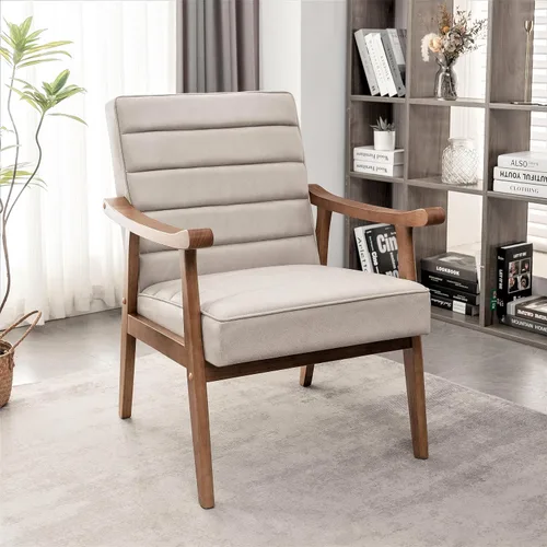 Vista 2 de Container Furniture Direct Silla decorativa moderna de mediados de siglo con diseño de sillón de marco abierto, amortiguación de espuma de felpa