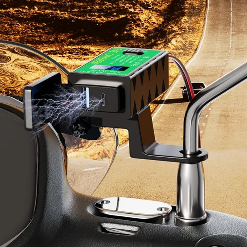 Vista 6 de YONHAN Cargador de teléfono USB para motocicleta de 4.8 A, adaptador SAE a USB con voltímetro e interruptor de encendido/apagado, carga rápida