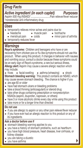 Vista 7 de Bayer Aspirina extra fuerte, aspirina 500 mg, pastillas para aliviar el dolor, reductor de fiebre y alivio del dolor de cabeza para adultos, 100