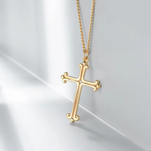 Vista 93 de Fettero - Collar con dije de cruz de fe, chapado en oro de 14 K, cadena fina, minimalista, simple, pequeña, para oración, regalo de joyería religiosa