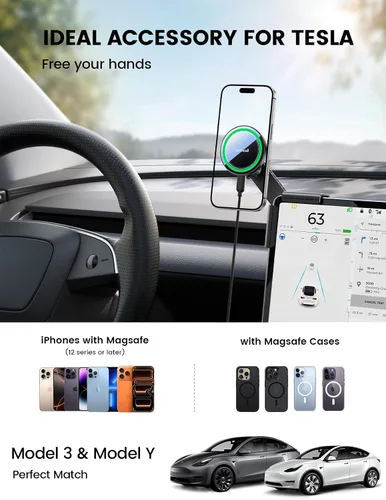 Vista 8 de Lamicall Cargador de montaje de teléfono Tesla para el imán N55 más fuerte