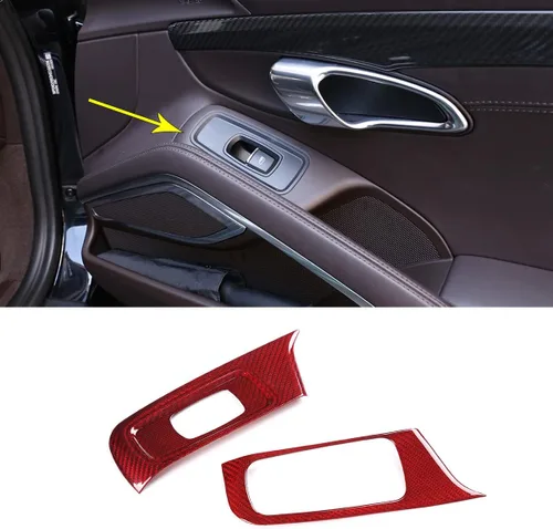 Vista 11 de Ajuste para Porsche 911 718 LHD 2013-2021 Accesorios interiores de fibra de carbono real para puerta de automóvil, panel de interruptor de control