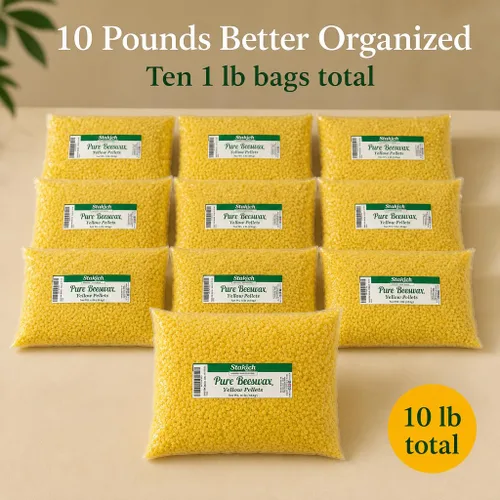 Vista 5 de Stakich Gránulos de cera de abeja amarilla pura – 100% natural, grado cosmético, calidad premium – (10 libras (en bolsas de 1 libra))