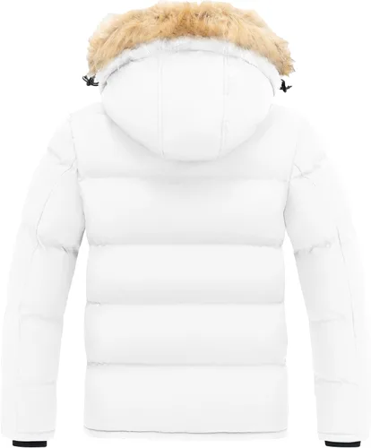 Vista 3 de wantdo Abrigo de invierno con capucha para hombre, chaqueta acolchada impermeable, cálida chaqueta de invierno