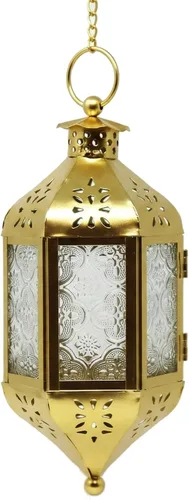 Vista 12 de Vela Lanterns Farol portavelas decorativo marroquí colgante de 11.5 pulgadas, portavelas para interiores y exteriores, para patio, porche, ramadán