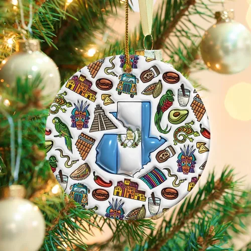 Vista 105 de Lotacy Bandera argentina argentina de Navidad de cerámica 2D impresa adorno con símbolos, decoración del hogar argentina regalos para hombres