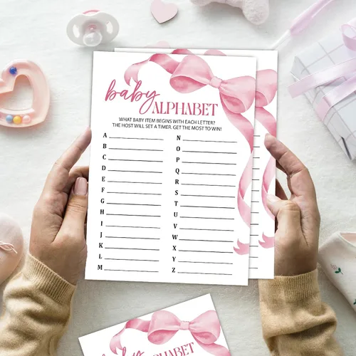 Vista 4 de Tarjeta de juegos para baby shower, actividades de baby shower para invitados, decoraciones de fiesta de revelación de género, recuerdos de fiesta