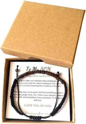Vista 2 de Pulsera con código morse "I Love You" para hijo