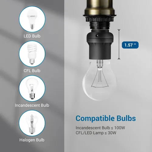 Vista 6 de DEWENWILS Enchufe Sensor de Luz, Enchufe Sensor de Atardecer a Amanecer E26 E27, Enchufe de Bombilla para Luminarias, Compatible con Bombillas Negro