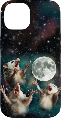 Vista 4 de Three Possum Moon 3 Opossum Funny Weird Cursed Meme Case para iPhone 17
