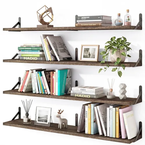 Vista 20 de YGEOMER Estantes flotantes para pared, estantes de pared negros de diferentes tamaños para sala de estar, baño, dormitorio, cocina, decoración