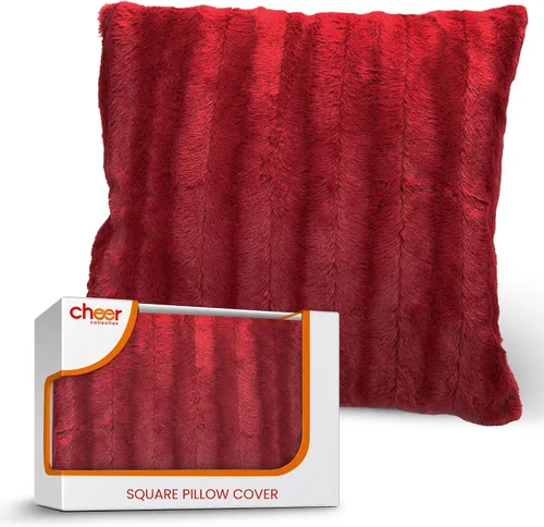 Vista 19 de Cheer Collection Funda de Almohada Decorativa de Piel Sintética 18x18 pulgadas– Funda de Almohada de Acento Decorativa Suave para Sofá o Cama, Funda