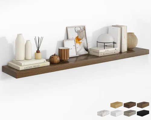 Vista 13 de RICHFOCUS Estantes flotantes de 8 pulgadas para estantes cuadrados de pared para dormitorio, cocina, baño, estante flotante de madera rústica