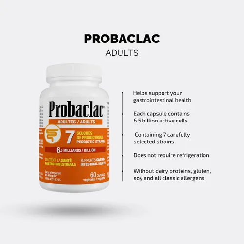 Vista 2 de Probaclac Probióticos para adultos – Salud intestinal diaria y apoyo inmunológico, alivia la hinchazón y apoya el equilibrio digestivo – 60 cápsulas