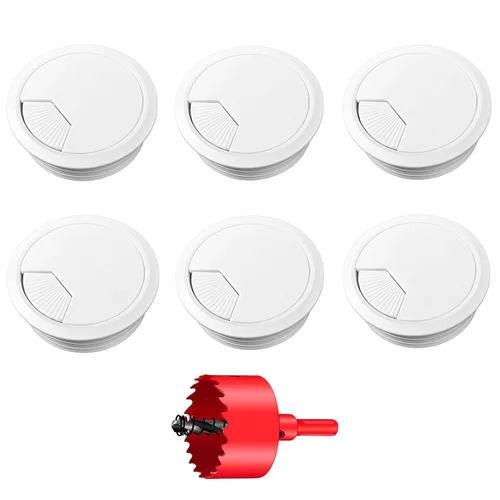 Vista 14 de TuTuYa 10 piezas de pasacables de escritorio, pasacables de escritorio de 1-3/8 pulgadas (35 mm) con sierra de agujero, ideal para cables de mesa