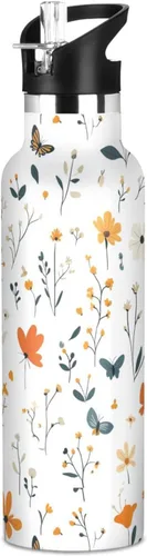 Vista 22 de Flowers Carnation Iris Peonies - Botella de agua reutilizable con aislamiento de doble pared con tapa de pajilla, sin BPA, a prueba de fugas