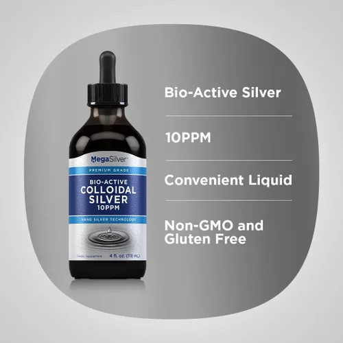 Vista 4 de Piping Rock Gotas líquidas de plata coloidal 10 ppm 4 oz Bio Active Premium Grade Tecnología Nano Silver Sin OMG, sin gluten