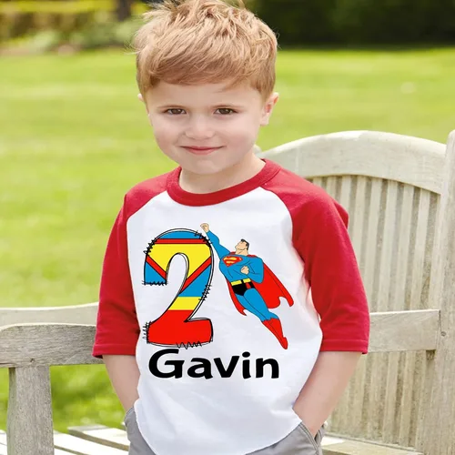 Vista 3 de Shirt Birthday Boy Shirt Personalized Shirts 1st Birthday Outfit Boy for Toddler and Baby Boy Superhero Birthday Shirts for Boys 1st 2nd 3rd 4th 5th