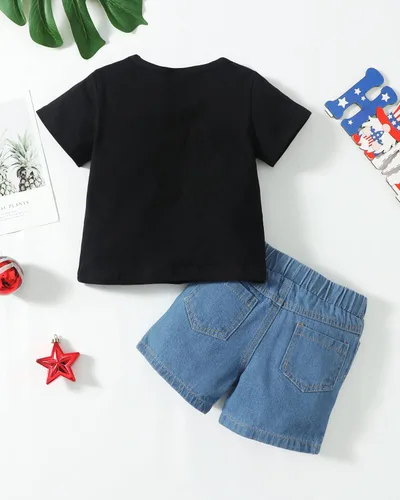 Vista 3 de Ropa de verano para bebé, conjunto de pantalones cortos, camisa de manga corta para niños pequeños