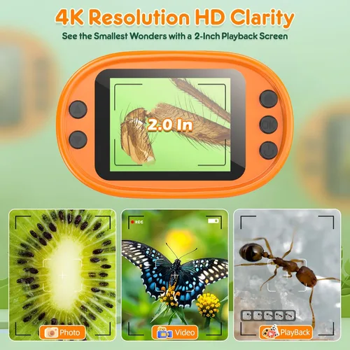 Vista 2 de Juguete STEM de microscopio digital para niños: kit completo de regalo