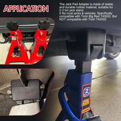 Vista 8 de Toolly Paquete de 4 adaptadores de almohadilla para soporte de gato, 2-3 toneladas universal de goma resistente con marco ranurado riel protector