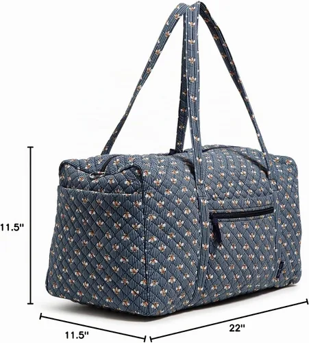 Vista 7 de Vera Bradley - Bolsa de viaje grande de algodón para mujer, Talla única Bees Navy - Algodón reciclado