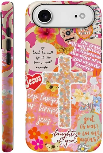 Vista 58 de DAIZAG Funda compatible con iPhone 11, funda duradera de protección contra golpes para niñas y mujeres, cruz bíblica, collage de flores