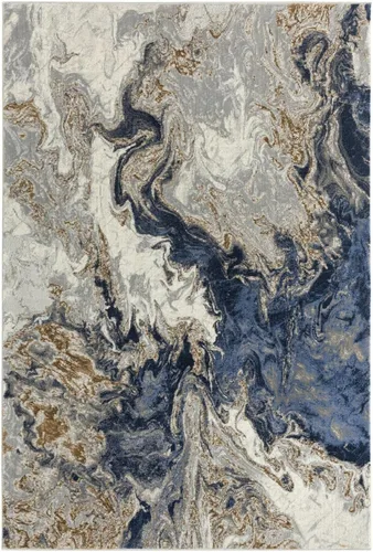 Vista 9 de LUXE WEAVERS Alfombra de Área Abstracta de Remolinos de Mármol, Azul 5x7