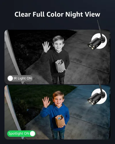 Vista 3 de ANNKE Paquete de 2 cámaras de seguridad complementarias, cámaras bala inalámbricas de 5 MP para exteriores, visión nocturna a color, audio Negro