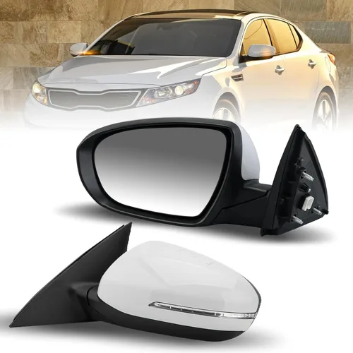 Vista 11 de Espejo lateral del conductor compatible con espejos Kia Optima 2011 2012 2013 con luz intermitente, vidrio eléctrico, plegado manual, repuesto Negro