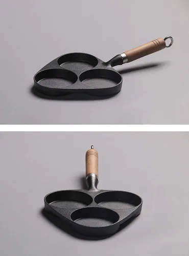 Vista 7 de Sartenes para tortilla de 3 tazas de huevo, sartén de hierro fundido para huevos
