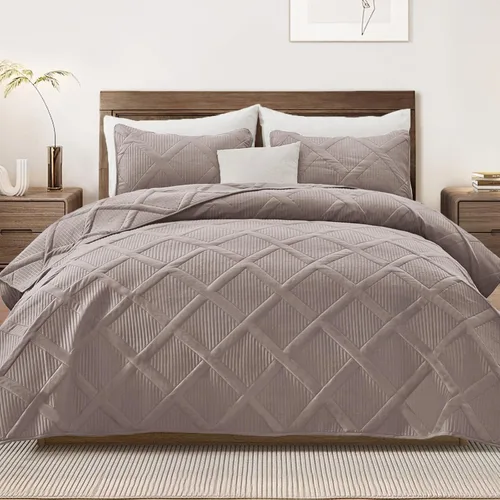 Vista 14 de Exclusivo Mezcla Twin Size Quilt Set, Black Soft Bedspreads with 1 Pillow Sham, Modern Striped Pattern, Lightweight Bedding Set Coverlets for All