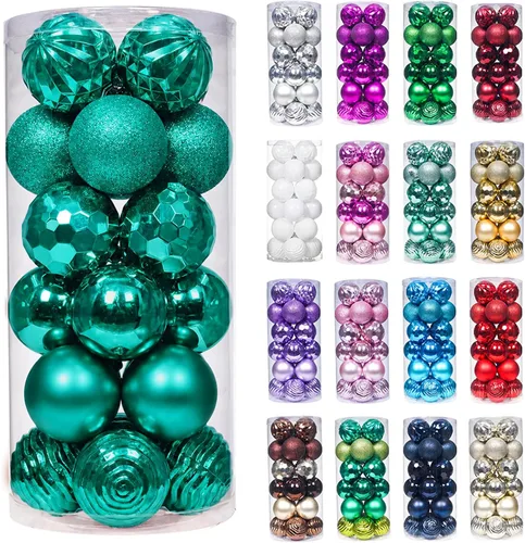 Vista 44 de XmasExp Juego de 24 mini esferas de Navidad inastillables para bolas de árbol de Navidad, 1.18 pulgadas (negro)