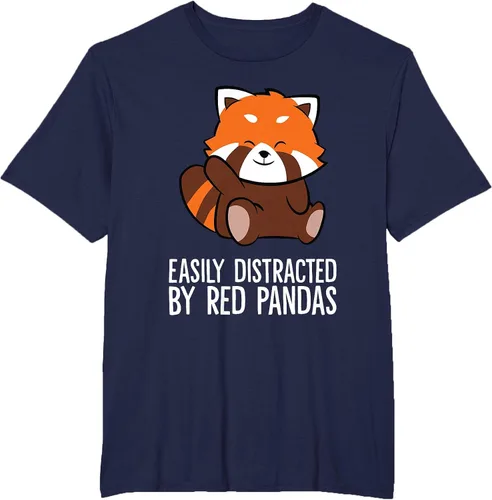 Vista 52 de Red Panda Love Easily Distracted By Red Pandas T-Shirt Asphalt Grey