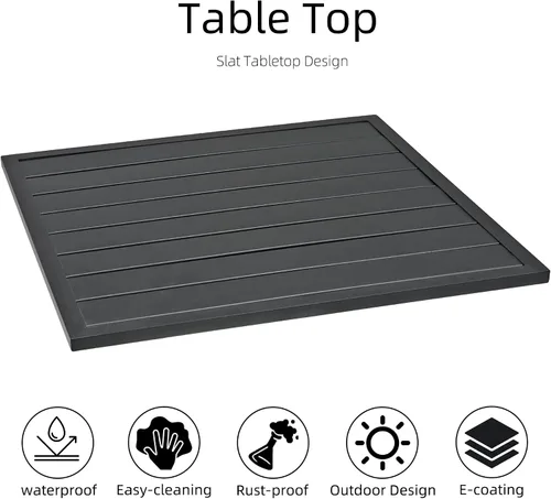 Vista 4 de Anmutig Mesa de patio pequeña cuadrada de 27.5 pulgadas con resistente a la intemperie para comedor al aire libre, color negro
