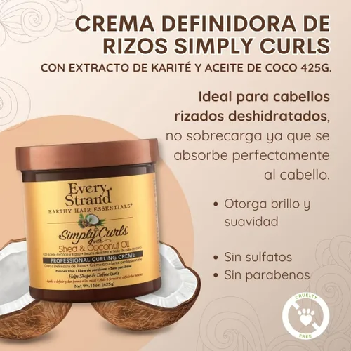 Vista 2 de Every Strand Simply Curls - Crema para rizos de aceite de coco/karité, 15 onzas