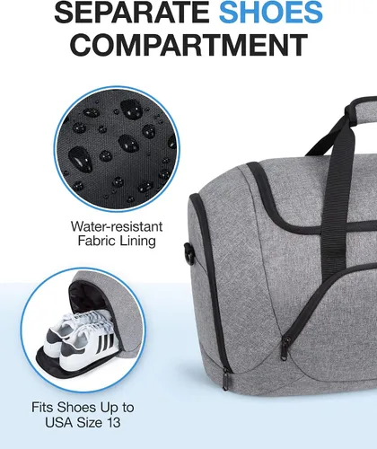 Vista 5 de BAGSMART Bolsa de viaje, gris, Large - 55L