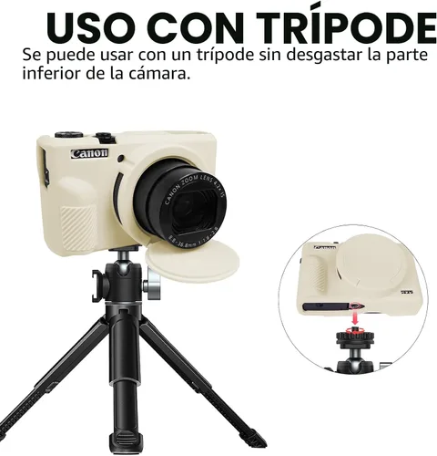 Vista 6 de Funda G7X Mark III, Funda Protectora para Cámara Digital Canon Powershot G7X Mark III, Funda de Silicona con Cubierta de Lente Extraíble, Funda
