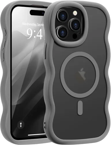Vista 102 de Pepmune - Funda para iPhone 12 Pro Max con marco ondulado y estructura rígida, color mate claro, cubierta trasera unisex, compatible con Magsafe