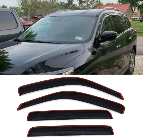 Vista 17 de Viseras de ventana para Nissan Rogue 2009-2013, Rogue Select 94076 2014-2015 4pcs Outside Tape-on Rain Guards Dark Smoke Window Vent Deflector