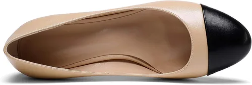 Vista 4 de Eldof Zapatos de vestir clásicos de 2 pulgadas con punta redonda para mujer con tacón bajo grueso para bodas fiestas oficina oficina zapatos