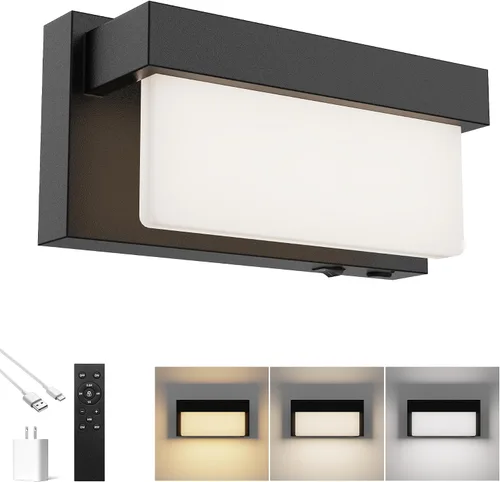 Vista 18 de Aplique de pared de batería cromado con interruptor de encendido/apagado, lámpara de pared LED de 8 pulgadas, pantalla acrílica, lámpara de pared