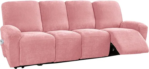 Vista 17 de vctops 4 fundas elásticas de felpilla de lujo para sillas reclinables, protector suave de muebles con parte inferior elástica para niños, gatos, Azul