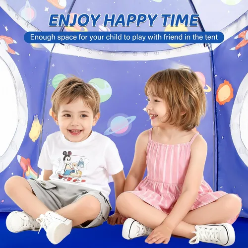 Vista 5 de Tienda de campaña de nave espacial para niños, tienda de juegos para niños con castillo de juguete, regalo para bebés niños y niñas de 3, 4, 5, 6, 7
