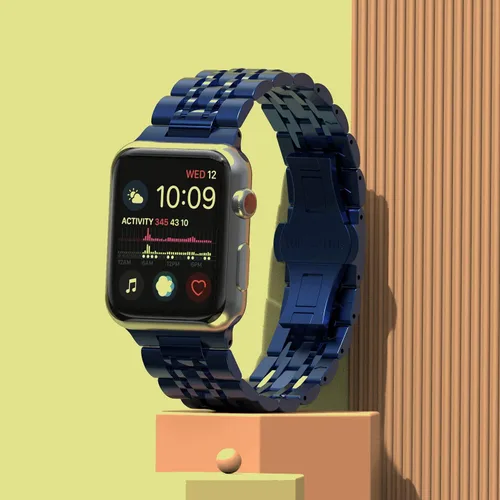 Vista 3 de SaNgaiMEi Compatible for Apple Watch Band Men 38mm 40mm 41mm 42mm 44mm 45mm Stainless Steel Iwatch Band Replacement Apple Watch Series 8 7 6 5 4 3 2