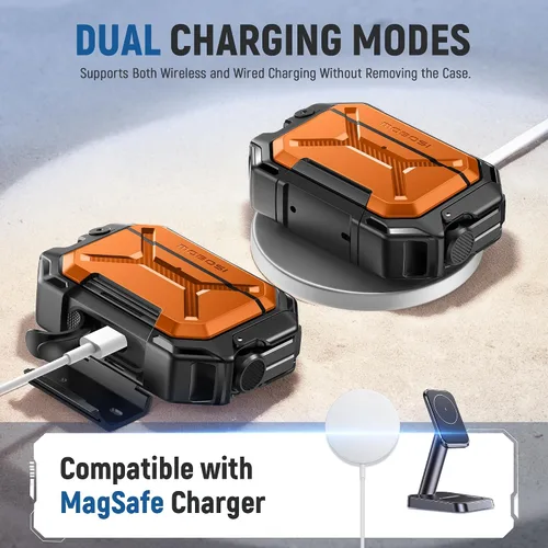 Vista 4 de MOBOSI Funda impermeable IP68 para AirPods Pro 3 y compatible con MagSafe, funda protectora de grado militar para auriculares Pro3 con bloqueo