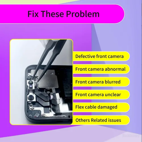 Vista 5 de Reemplazo de cámara frontal Risidamoy para iPhone 11 Pro Max 12MP Facing Lens Module Flex Cable with Structured Light Receiver Replace Transmitter