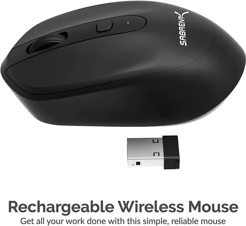 Vista 2 de SABRENT Ratón inalámbrico recargable de 2,4 GHz con resolución ajustable (MS-RCWM)