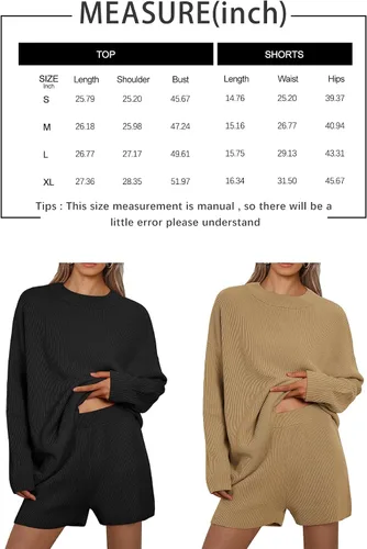 Vista 5 de LILLUSORY Conjunto de 2 piezas para mujer, conjunto de suéter y pantalones cortos de otoño 2023