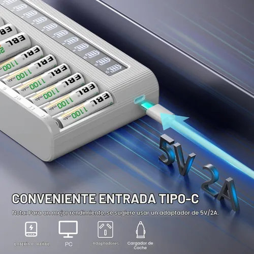 Vista 6 de EBL Cargador de batería AA AAA Cargador LCD independiente de 12 bahías